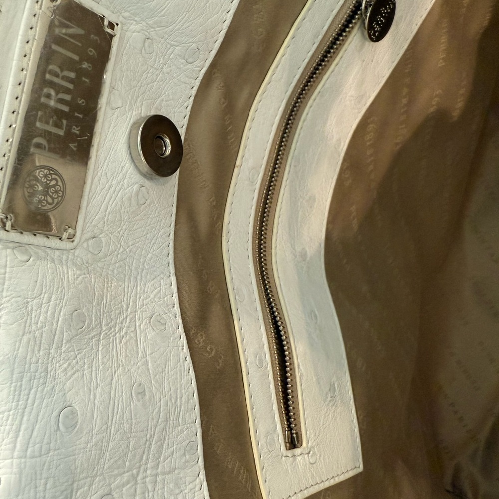 PERRIN vintage ostrich leather white tote - Picture 5 of 15